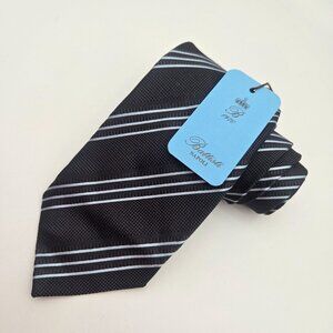 Battisti Napoli Blue Striped Italian Silk Tie With Pocket NWT
